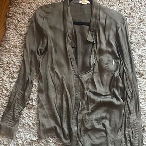 Olive Button Down Blouse